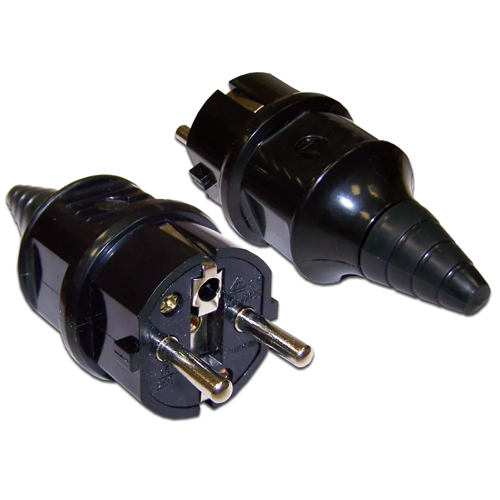 Вилка LANMASTER CEE 7/7 Schuko, 16 A, 250V, прямая, разборная, черная