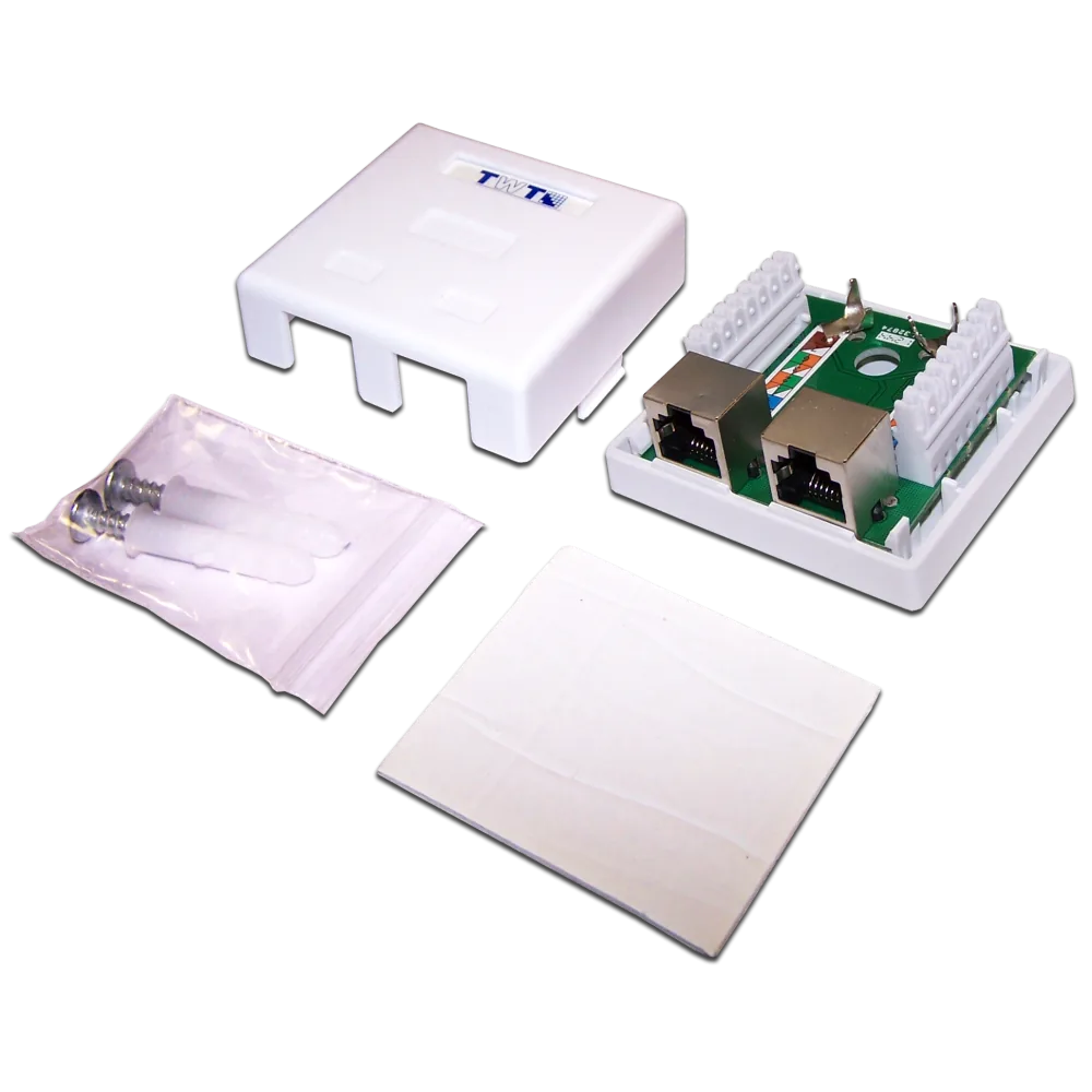 Настенная розетка LANMASTER 1-2 порта RJ-45 категории 5е, STP, белая