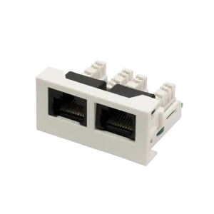 Вставка LANMASTER Mosaic 22.5x45 2xRJ45 Cat.6 белая