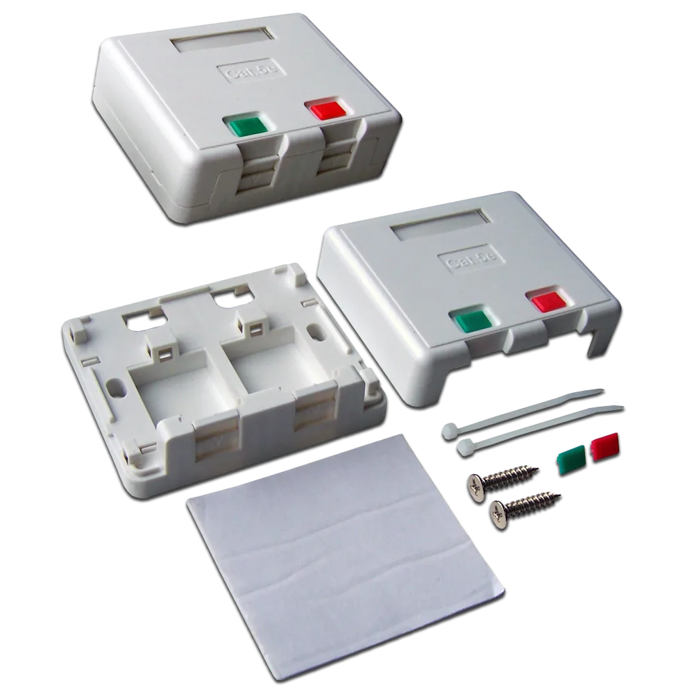 Коробка настенная LANMASTER на 2 кейстоуна, с защитными шторками, белая