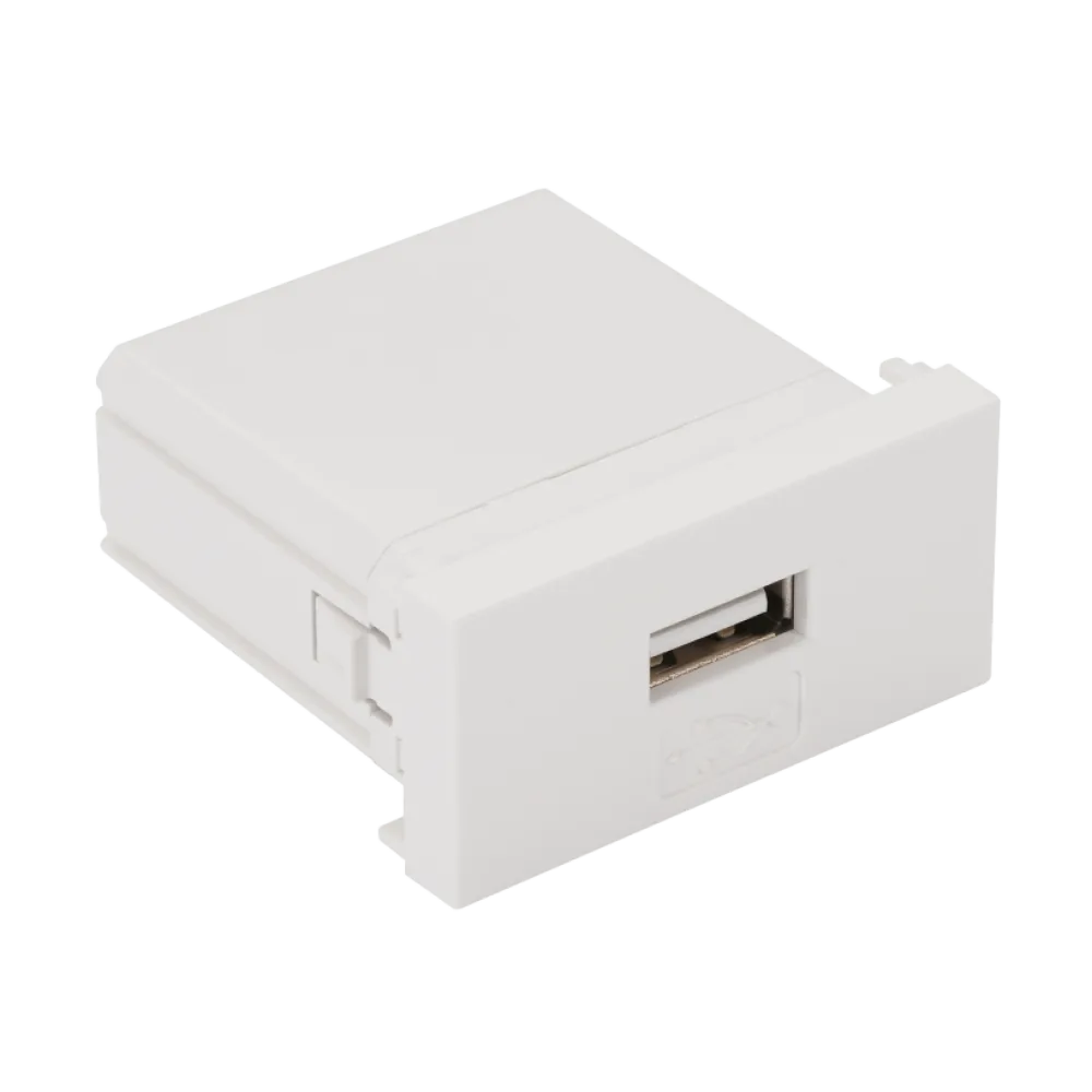 Модуль USB-зарядки LANMASTER 1 порт USB-A, 2.1 A/5V, 22.5*45, белый
