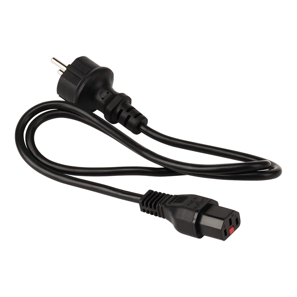 Шнур питания LANMASTER с блокировкой C13-Schuko прямая, 3х0.75, 220В, 10 А