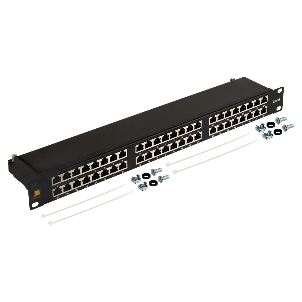 Патч-панель 19" высокой плотности, 48 портов RJ45, экранированная, кат.6, 1U LANMASTER