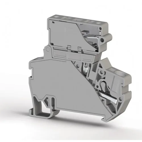 Клеммник пружинный быстрозажимной Push in с держ. предохр. 5х25, 4 мм.кв. серый KLEMSAN PYK 4S 5x25 307289