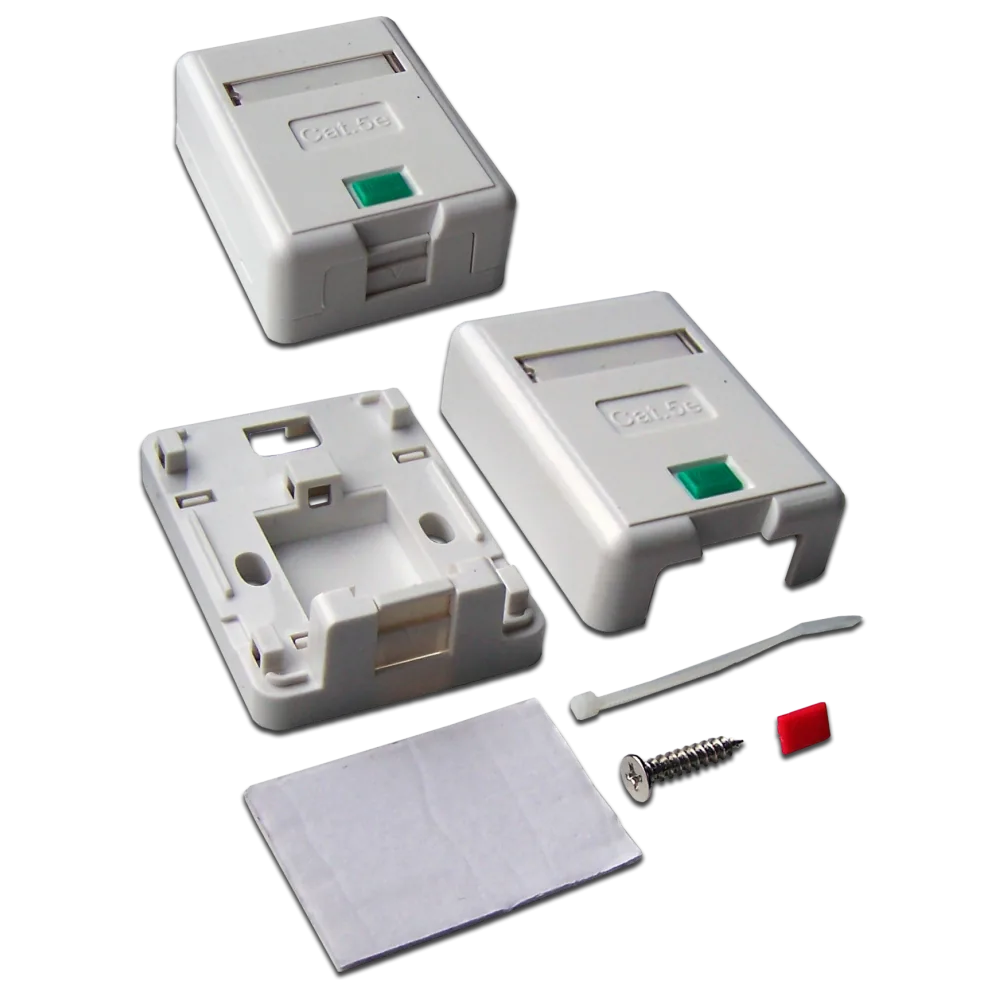 Коробка настенная LANMASTER на 1 кейстоун, с защитной шторкой, белая