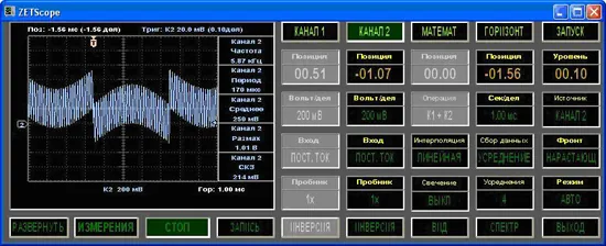 Программное обеспечение ZETLAB ZETSCOPE