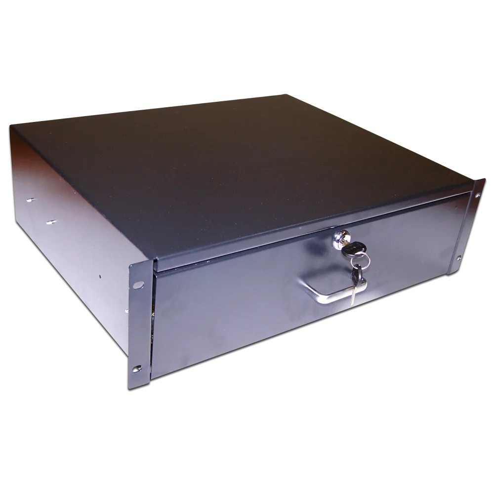 Ящик выдвижной LANMASTER 19" с замком черный